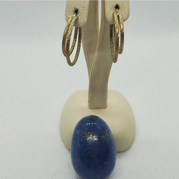 Vintage Gold Tone Double Hoop Earrings  - Picture 2 of 4